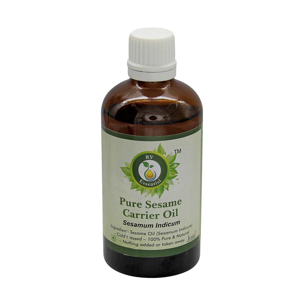 R V Essential Pure Sesame Carrier Oil 15ml (0.507oz)- Sesamum Indicum (100% Pure and Natural Cold Pressed)