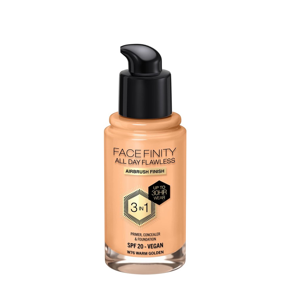 Max Factor Facefinity 3-in-1 All Day Flawless Liquid Foundation, SPF 20-76 Warm Golden, 30 ml