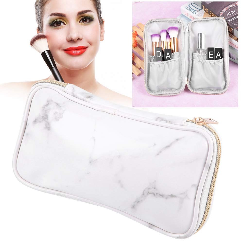 Rotekt PU Cosmetic Bag,Face Brushes Makeup Brush Portable Fashion Marble Makeup Organizer Bag Toiletry Travel Make Up Brushes Bag