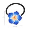 12PCS Plumeria Hair Ties Soft Ceramic Hair Ring Flower Hair Rope Black Rubber Band Flower Hair Bands for Girls view 2