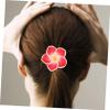 12PCS Plumeria Hair Ties Soft Ceramic Hair Ring Flower Hair Rope Black Rubber Band Flower Hair Bands for Girls view 4