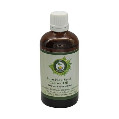 R V Essential Pure Flax Seed Carrier Oil 30ml (1.01oz)- Linum Usitatissimum (100% Pure and Natural Cold Pressed)