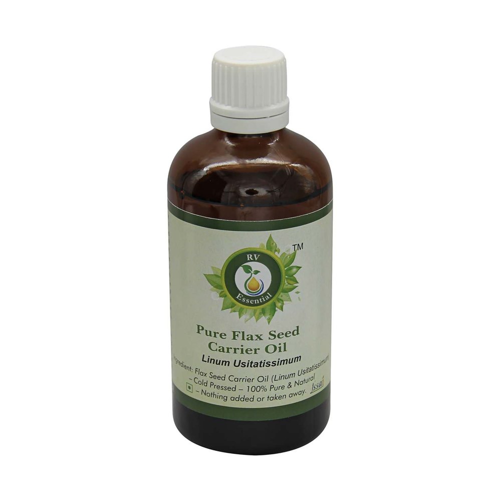 R V Essential Pure Flax Seed Carrier Oil 30ml (1.01oz)- Linum Usitatissimum (100% Pure and Natural Cold Pressed)