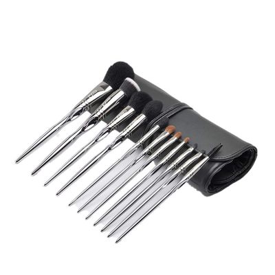 MSQ Wool Makeup Brush Set 11pcs with Portable Tie-up Bag for Foundation Powder Contour Blending Eye Shadow