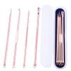 AKOAK 4 Pcs/set Rose Gold Plating Double Head Acne Needle Black Head Removal Needle Portable Beauty Tool Set view 1