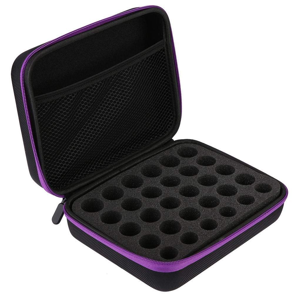 30-Bottle Essential Oil Carrying Case for 5ml,10ml,15ml Portable Scented Oils Holder Traveling Carrying Case Storage Box(Purple)