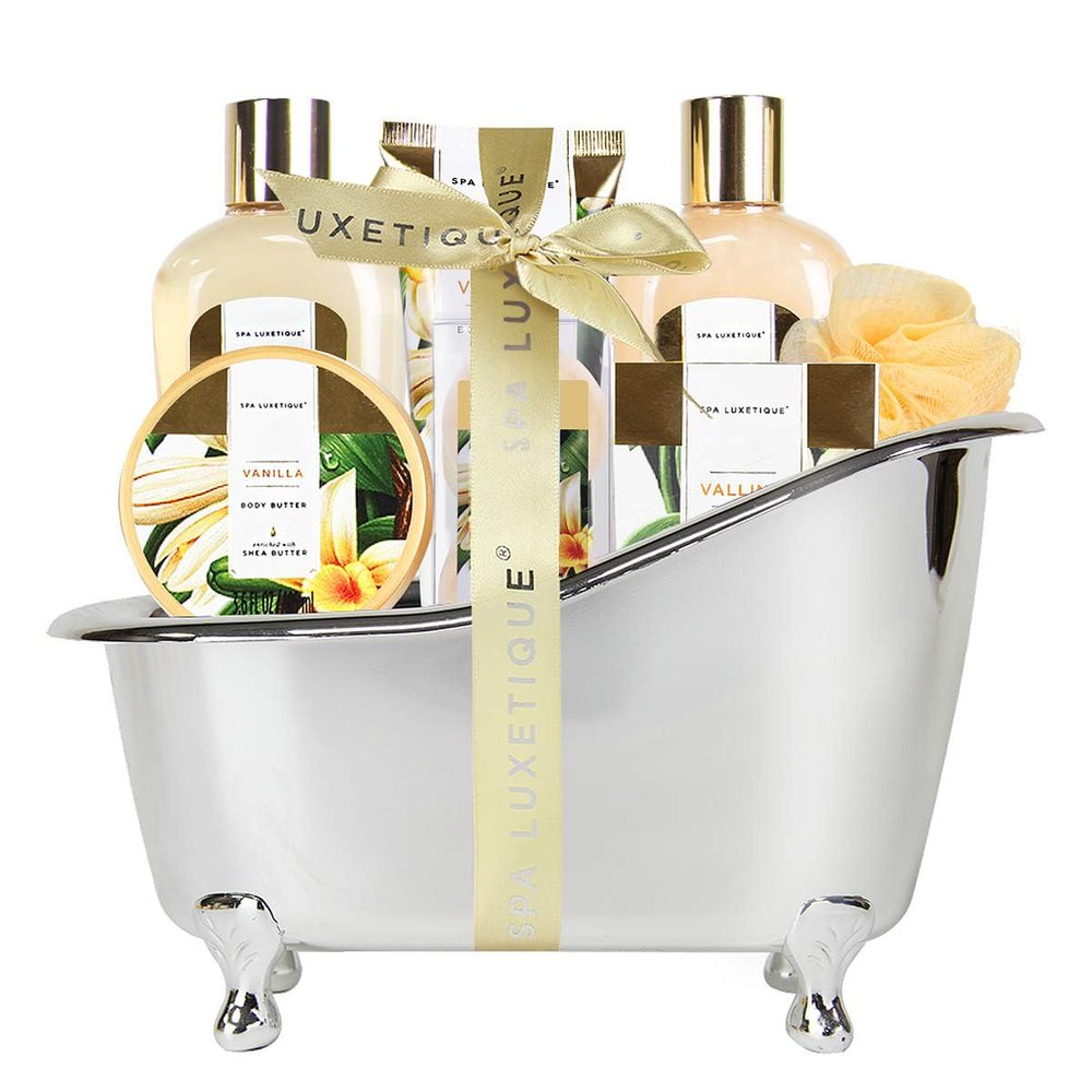Gifts for Women, Spa Luxetique Spa Gift Baskets for Women, 8 Pcs Vanilla Bath Gift Sets, Vanilla Gift Baskets, Christmas Gifts