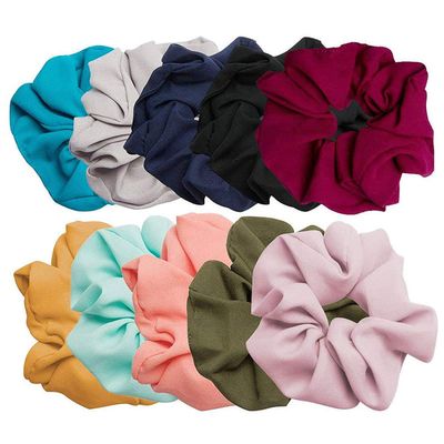 10PCS Chiffon Elastic Hair Bands Hair Scrunchies Solid Color Hair Ties Ponytail Holder Hair Rope