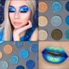 Afflano Blue Eyeshadow Palette Matte Shimmer, Highly Pigmented Waterproof Space Blue Eye Shadow Palette, Silver Navy Glitter Eyeshadow Pallet for Christmas Snowflake blue Eyes Makeup view 2