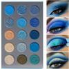 Afflano Blue Eyeshadow Palette Matte Shimmer, Highly Pigmented Waterproof Space Blue Eye Shadow Palette, Silver Navy Glitter Eyeshadow Pallet for Christmas Snowflake blue Eyes Makeup view 3