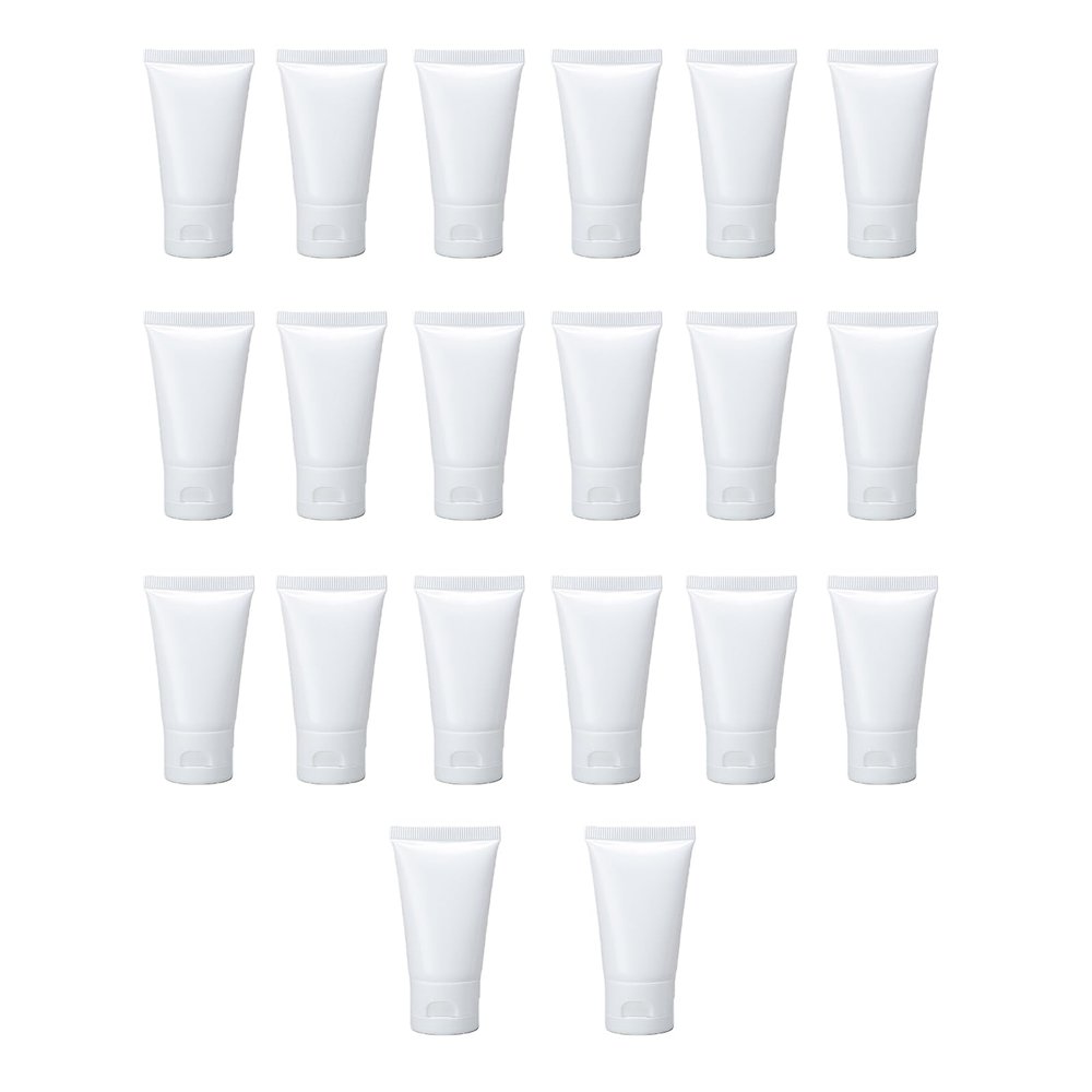 VASANA 20PCS 30ml/1oz Empty Refill White Plastic Cosmetic Lotion Tubes Bottles Shampoo Facial Cleanser Makeup Sample Soft Container Tube Bottle Vial Jar Pot Case with Flip Cap