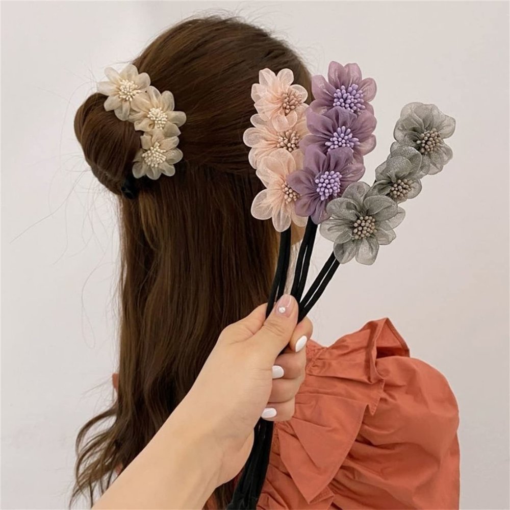3 Pieces Magic Pearl Donut Hair Accessory for Women - DIY Flower Bow & Curl Style Maker