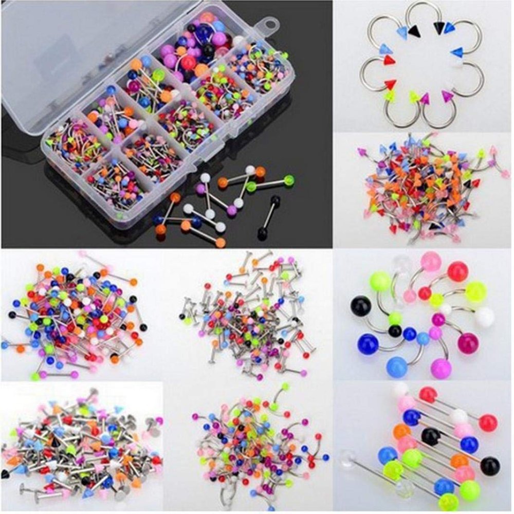 Ammzzoo111_Navel nail Stainless Steel Belly Button Navel Piercing Stud, 50/90Pcs Acrylic Tongue Nose Nipple Nails Belly Navel Ring Body Piercing Decor - 50 Pcs