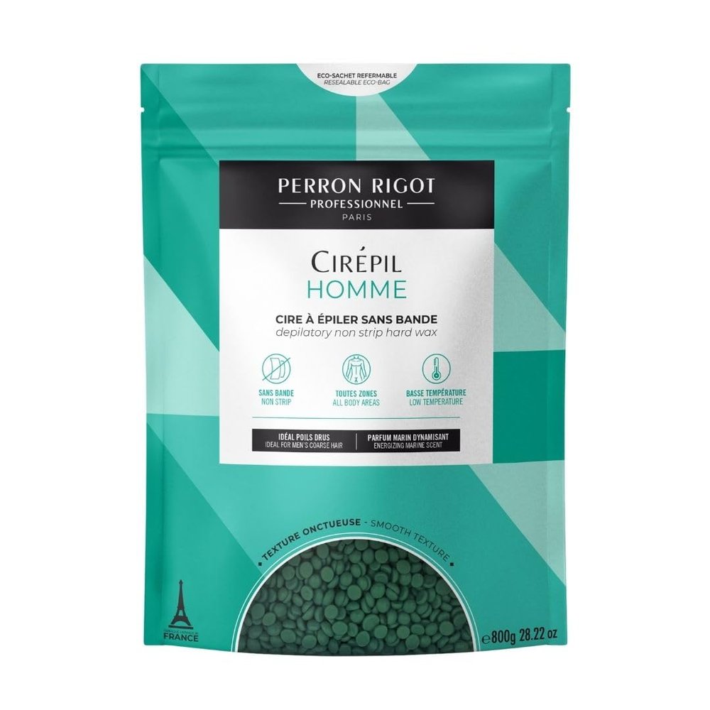 Cirepil - Homme - 800g / 28.22 oz Hard Wax Beads Bag - Strong Grip for Mens Coarse Hair - Effective Manscaping for Back, Chest & Shoulders - Fresh Marine Scent - Low Temp Refill Bag