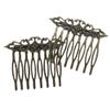 2Pcs Retro Carved Bronze Hair Side Combs Flower Vines Decorative Mini Combs for Bridal Wedding Veil view 3