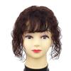 4"x4" Silk Base Human Hair Top Hair Piece for Women, 10" Natural Curly Hair Topper with Bangs, Dark Brown view 2
