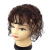 4"x4" Silk Base Human Hair Top Hair Piece for Women, 10" Natural Curly Hair Topper with Bangs, Dark Brown view 3