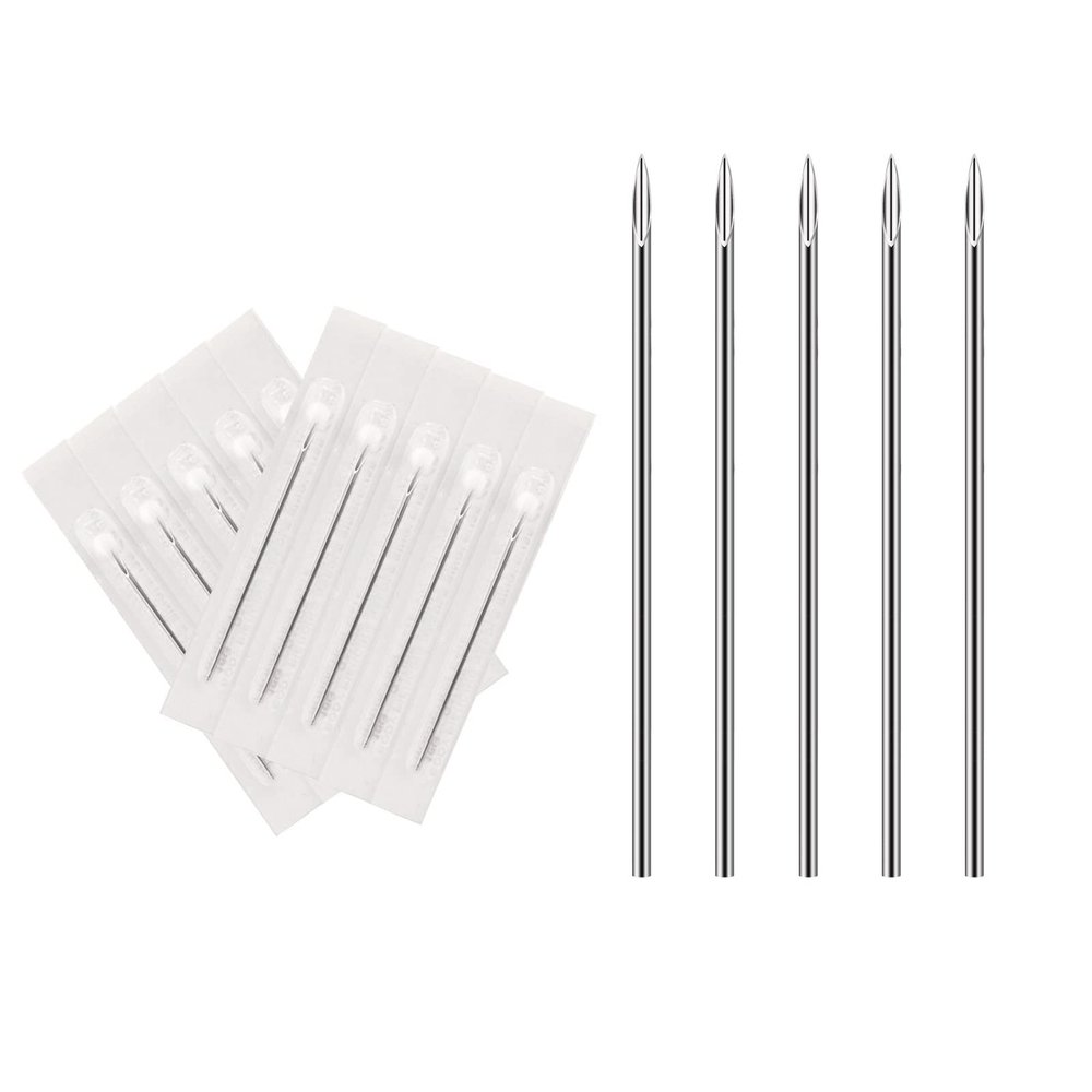 ATOMUS Body Piercing Needles, 10pcs 16G Stainless Steel Sterile Disposable Ear Nose Navel Nipple Lip Piercing Needles