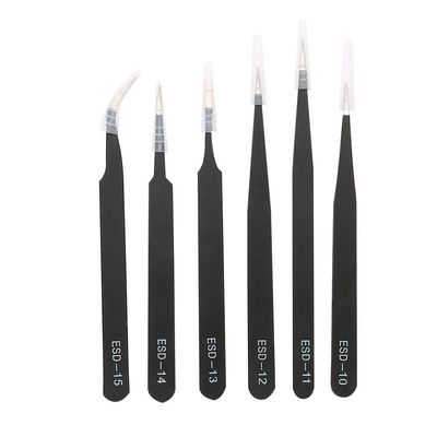 6PCS Stainless Steel Tweezer, Anti-Static Tweezers for Manicure Nail Art
