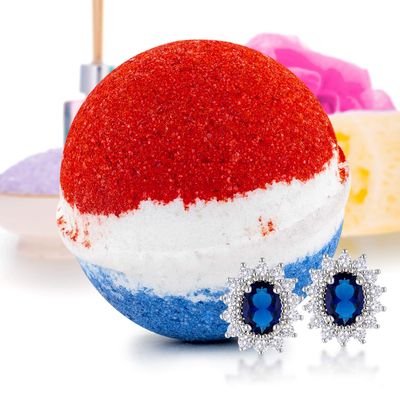 Bath Bomb Deluxe 8oz. And Surprise Jewelry Made in USA, Perfect for Bubble Spa Bath. Handmade Birthday Mothers Day Gifts For Women & Kids (Rocket Bomb, Earring)