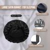 Black Satin Bonnets for Sleeping Women Braids Long Hair Cover Silk Hair Bonnet Night Caps XL Large Satin Sleep Cap with Tie view 2