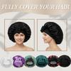 Black Satin Bonnets for Sleeping Women Braids Long Hair Cover Silk Hair Bonnet Night Caps XL Large Satin Sleep Cap with Tie view 4