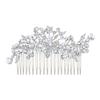 EVER FAITH Women's Clear Rhinestone Crystal Blooming Flower Leaf Stunning Wedding Bride Hair Comb Silver-Tone view 3