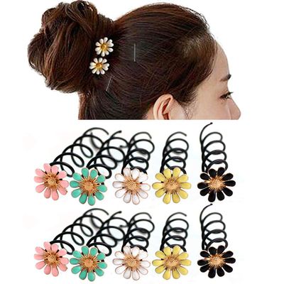 10PCS Women Flower Spiral Spin Bobby Pin Twist Insert Hairpins Wedding Screw Hair Pins Hair Clips