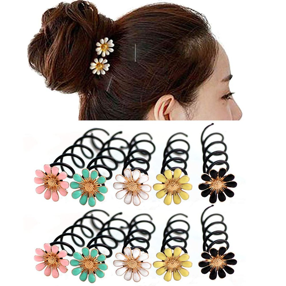 10PCS Women Flower Spiral Spin Bobby Pin Twist Insert Hairpins Wedding Screw Hair Pins Hair Clips