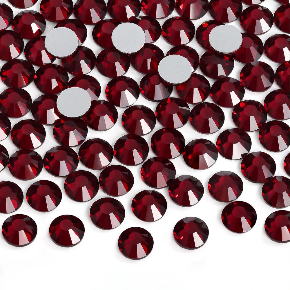 Jollin Glue Fix Crystal Flatback Rhinestones Glass Diamantes Gems for Crafting Nail Art Crafts Decorations Clothes Shoes 7.2mm (ss34 288pcs, Dark Siam)