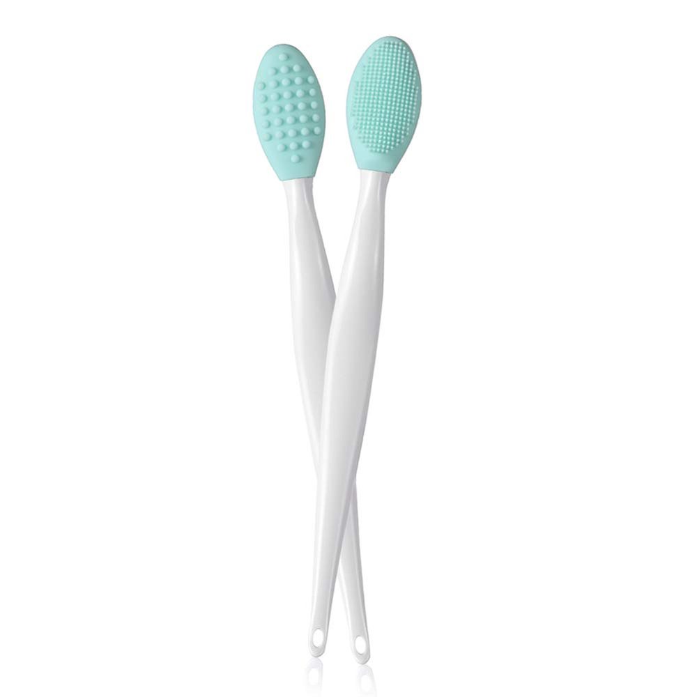 AKOAK 2 Pcs Silicone Head Double-Sided Cleaning Brush, Blackhead/Cutin/Pore Brush, Beauty and Skin Care Cleaning Tool (Mint Green)
