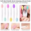 AKOAK 2 Pcs Silicone Head Double-Sided Cleaning Brush, Blackhead/Cutin/Pore Brush, Beauty and Skin Care Cleaning Tool (Yellow) view 3