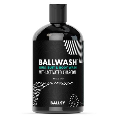 Ballsy Ballwash Charcoal Body Wash for Men - Moisturizing Mens Bodywash with Coconut Oil  Soap for Men & Great for your Most Intimate Areas, 16 Oz