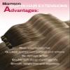 Moresoo Clip in Hair Extensions Real Human Hair Balayage Human Hair Clip in Extensions Ombre Dark Brown to Golden Brown with Dark Ash Blonde Hair Extensions for Women 7Pcs 120G 18inch view 2