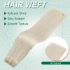 Easyouth Sew in Hair Extensions Real Human Hair Blonde Remy Human Hair Weft Extensions White Blonde Soft and Smooth Weft Extension Human Hair for Short Straight Hair 12 Inch 70G view 4