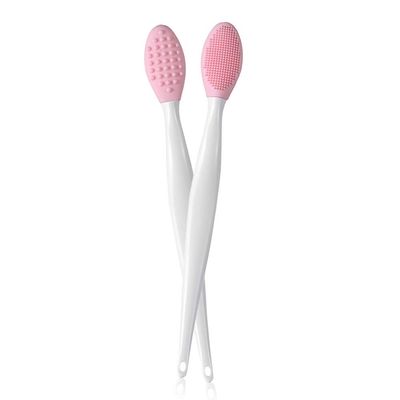 AKOAK 2 Pcs Silicone Head Double-Sided Cleaning Brush, Blackhead/Cutin/Pore Brush, Beauty and Skin Care Cleaning Tool (Pink)