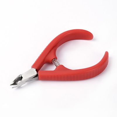 AKOAK Stainless Steel Cuticle Cutter, Plastic Handle, Sharp Blade, for Nail Care, Pedicure, Manicure Tools (Red)