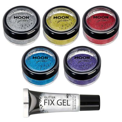 Classic Ultrafine Glitter Dust by Moon Glitter  100% Cosmetic Glitter for Face, Body, Nails, Hair and Lips - 0.17oz - Set of 5