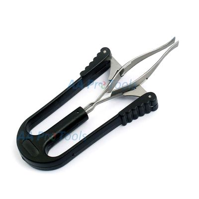 AAProTools Automatic Tweezers - Premium Stainless Steel Tweezer with Angled Tips & Black Plastic Handles For Easy Grip & Clean Plucking - Precision Eyebrow & Hair Remover