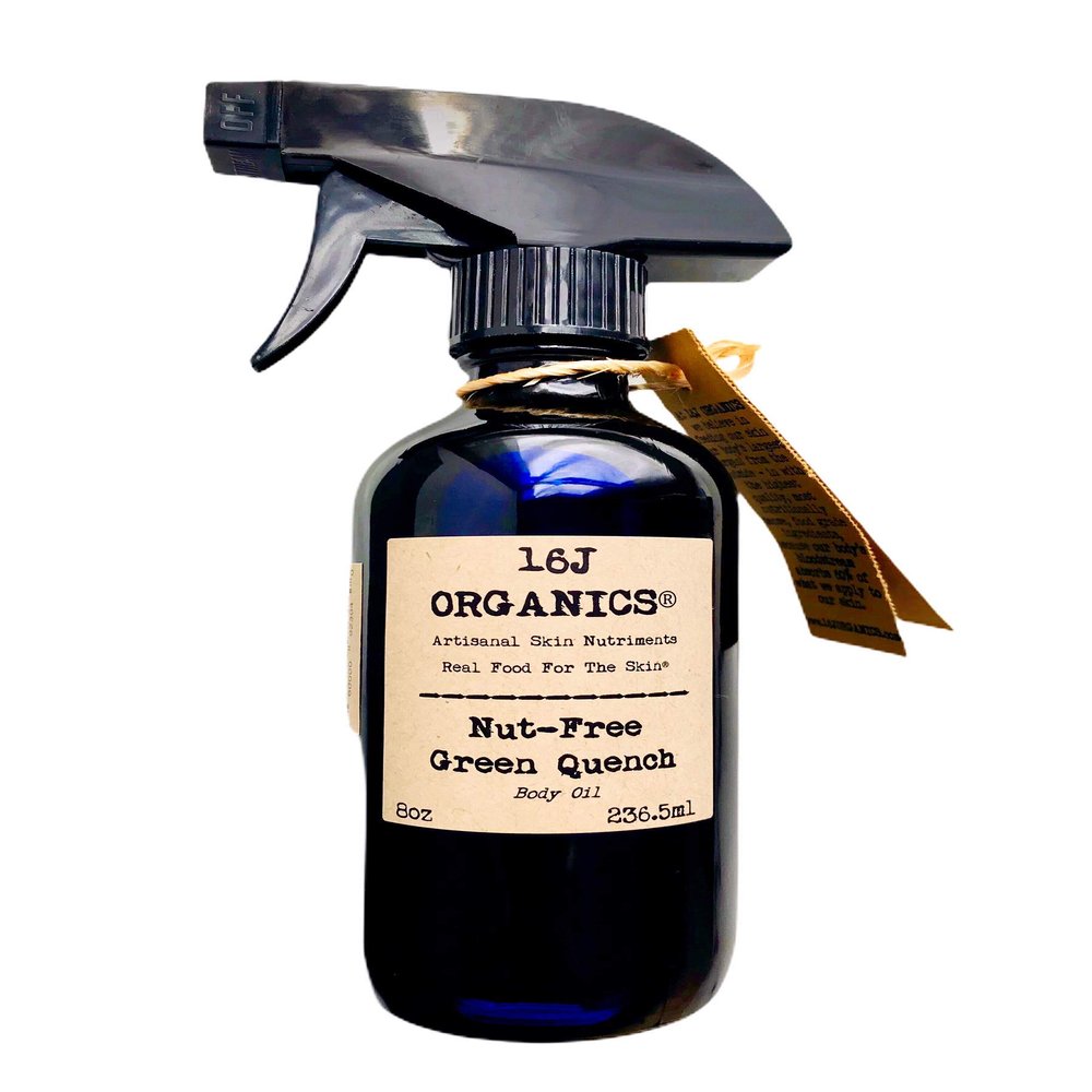 16J Organics - Handmade- Nut-Free Body Oil Moisturizer, Organic 100% Natural, Vitamin Antioxidant Rich-Serum, Hydrates Skin, Face, Hair, Scalp. 8 oz size