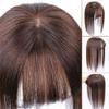 Silk Base Human Hair Clip in Topper Pieces with Bangs for Women, Silk Skin Top Base for Hair Loss or Thinning Hair, 10" Light Brown view 2