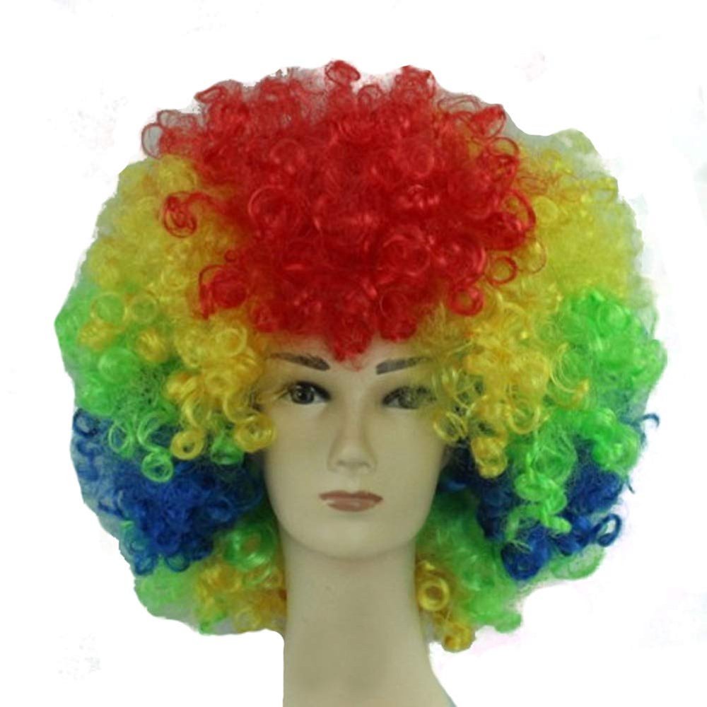 MIPPER Colorful Explosion Head Wig Fancy Dress Up Festival Masquerade Show Clown Wig Fans Wig for Adult Children (rainbow color)