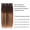 5 Pieces 18" Remy Clip in Hair Extensions Human Hair Dark Brown to Dirty Blonde Highlight Brown Ombre - Silky Straight Short Thick Real Hair Extensions for Women (18 inches, (2T18) P2, 90grams) view 3
