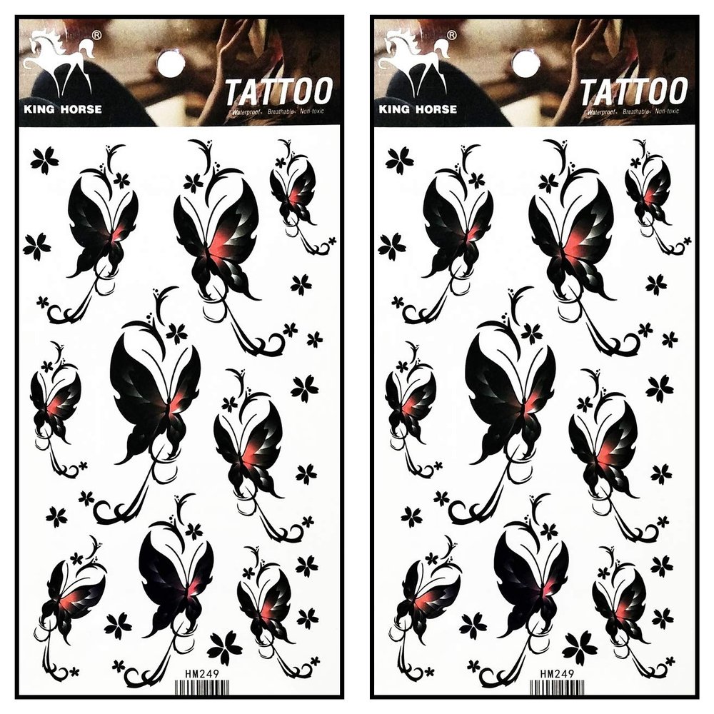 Tattoos 2 Sheets Butterfly Fairy Sunflowers Tattoo Mixed Style Body Art Temporary Tattoos Fake Waterproof Removable Stickers Party for Kid Teens Men Women
