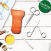 HANTEKAS Professional Stainless Steel Curved Rounded Facial Hair Scissors Tweezers Set For Men Moustache, Nose Hair, Beard Trimming Scissors,Safety Use for Eyebrows,Eyelashes,Ear Hair - PU Leather Bag view 2