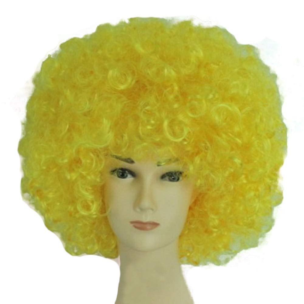 MIPPER Colorful Explosion Head Wig Fancy Dress Up Festival Masquerade Show Clown Wig Fans Wig for Adult Children (yellow)