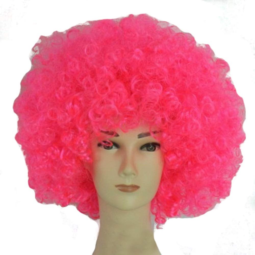 MIPPER Colorful Explosion Head Wig Fancy Dress Up Festival Masquerade Show Clown Wig Fans Wig for Adult Children (pink)