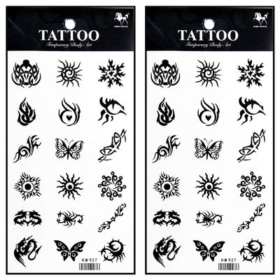 Tattoos 2 Sheets Scorpion Sun Butterfly Zodiac sign tattoos waterproof temporary tattoo stickers Body painting temporary for Women Men Lower Back Shoulder Neck Arm