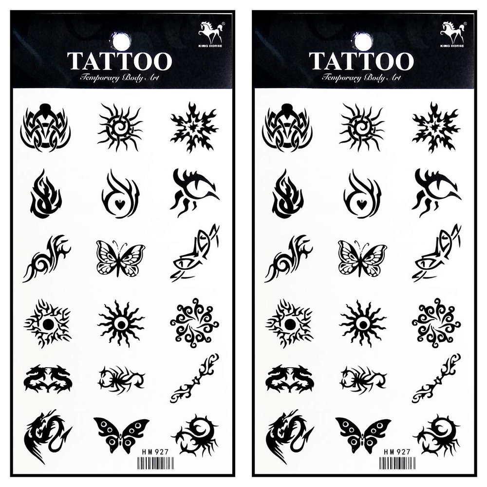 Tattoos 2 Sheets Scorpion Sun Butterfly Zodiac sign tattoos waterproof temporary tattoo stickers Body painting temporary for Women Men Lower Back Shoulder Neck Arm