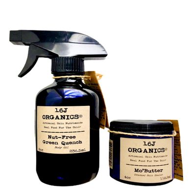 16J Organics Nut-Free Body Oil & Body Butter - Gift Set - Organic 100% Natural - Spa Quality Skin Care Treatment That Feeds & Moisturizes Your Skin With All Food Grade Ingredients